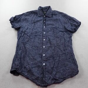 Rodd and Gunn Linen Shirt Mens Medium Blue Albini Sports Fit Button Up